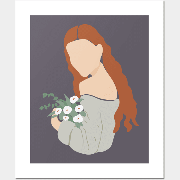 Lady Ginger Hair Flowers Wall Art by JunkyDotCom